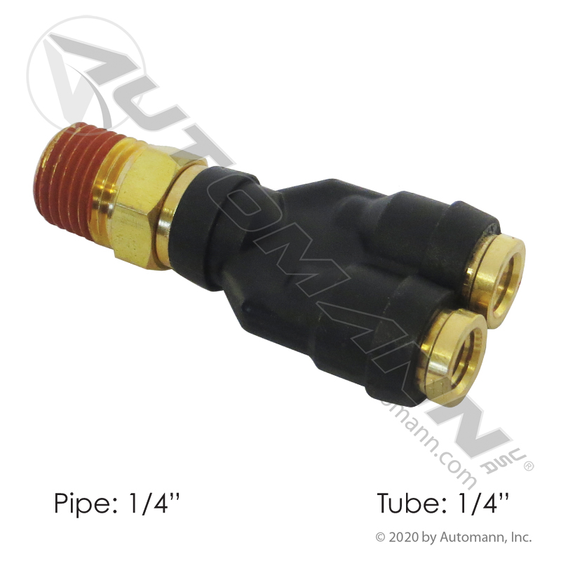 [177.12C6144] PLC Male Branch Y, DOT 1/4" Tube x 1/4" NPT (377PTC-4-4)
