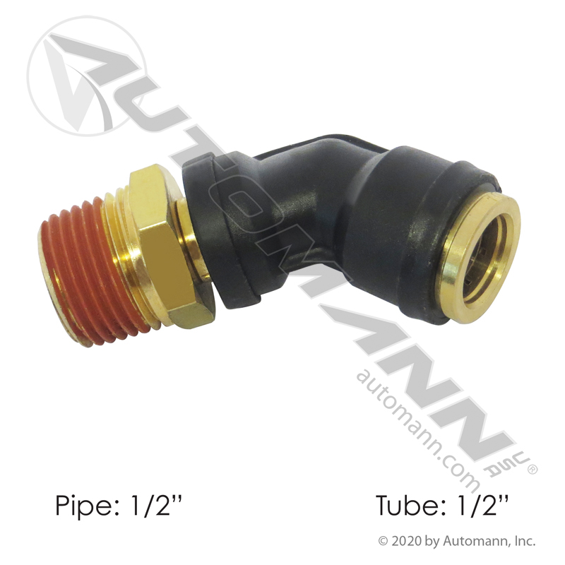 [177.12C748D] PLC Swivel Male Elbow 45 Deg, DOT 1/2" Tube x 1/2" NPT