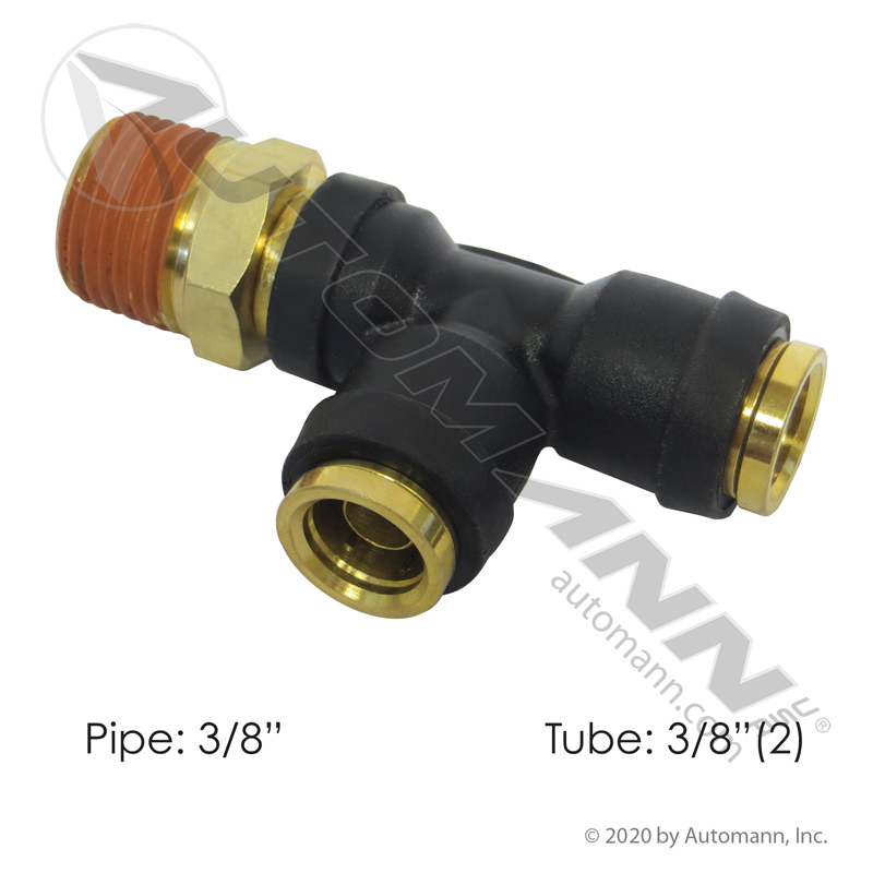 [177.12C716C] PLC Swivel Male Run Tee, DOT 3/8" Tube x 3/8" NPT