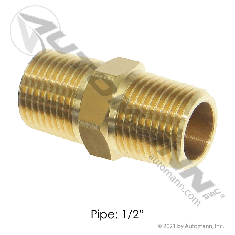 [177.9122D] Brass Hex Nipple 1/2" NPT (3325X8)