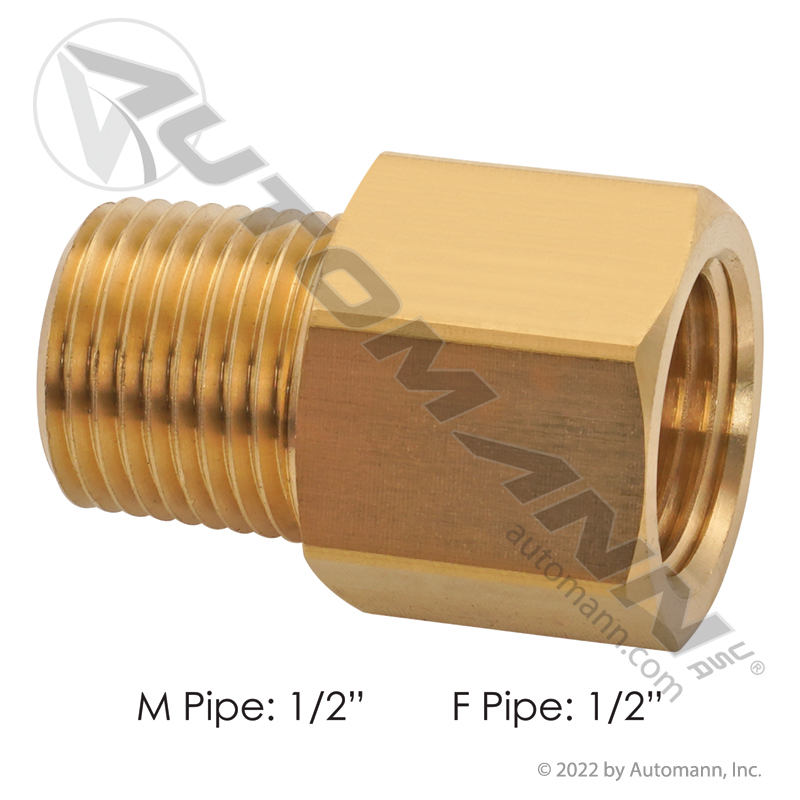 [177.9120DD] Brass Adapter 1/2" NPT Male x 1/2" NPT Female (3200X8)