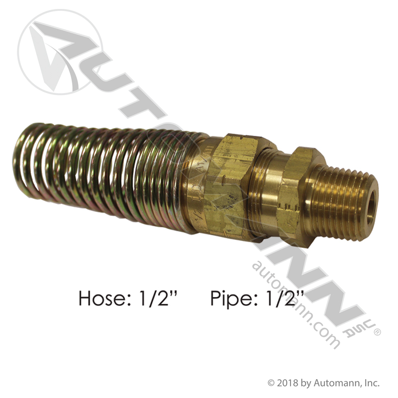 [177.16938D] Air Brake Hose Coupling with Spring 1/2" ID x 1/2" NPT (E8599)