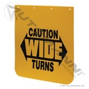 Mud Flap "CAUTION WIDE TURNS" Yellow Poly 24 x 30 (B2430YC)